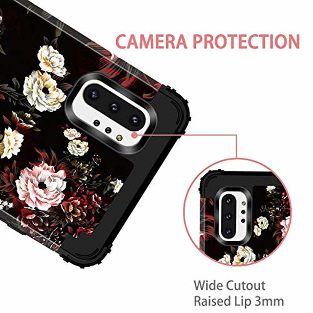 Redpepper Note 10 Plus Cover Fiori Bianco Nero Antishock