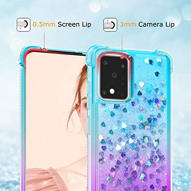 Redpepper Galaxy S20 Ultra Cover Glitter Liquida Teal-Viola TPU