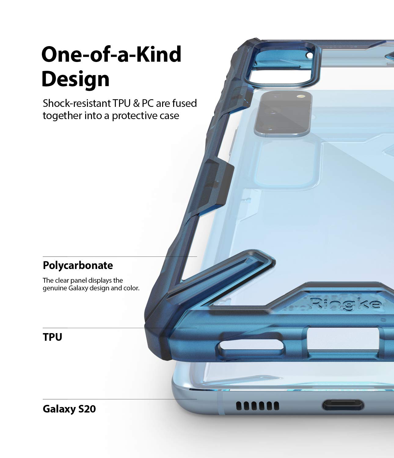 Ringke Fusion-X Galaxy S20 Cover Trasparente Space Blue
