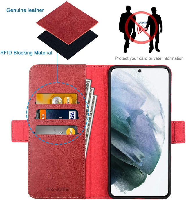 Redpepper Galaxy S21 Plus Cover Pelle Portafoglio RFID Nera