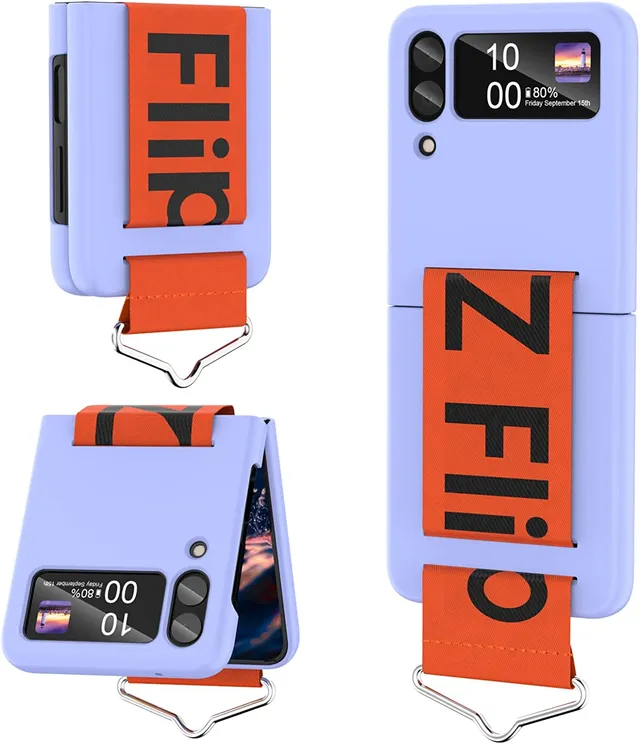Redpepper Z Flip 4 cover silicone viola con cinturino