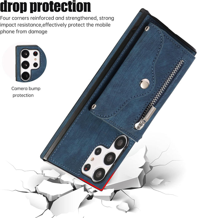 Redpepper Galaxy S25 Ultra Portafoglio Blu con Vetro