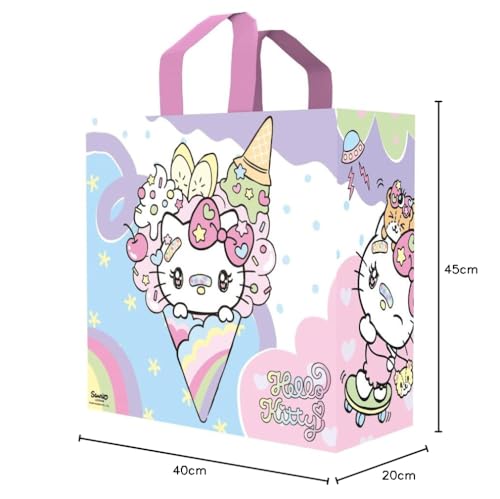 Konix Hello Kitty borsa spesa 40x45x20 bianca gelato