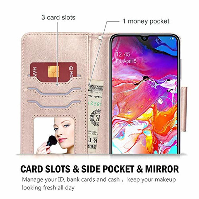 Redpepper Galaxy A70 Cover Portafoglio Nero con Stand