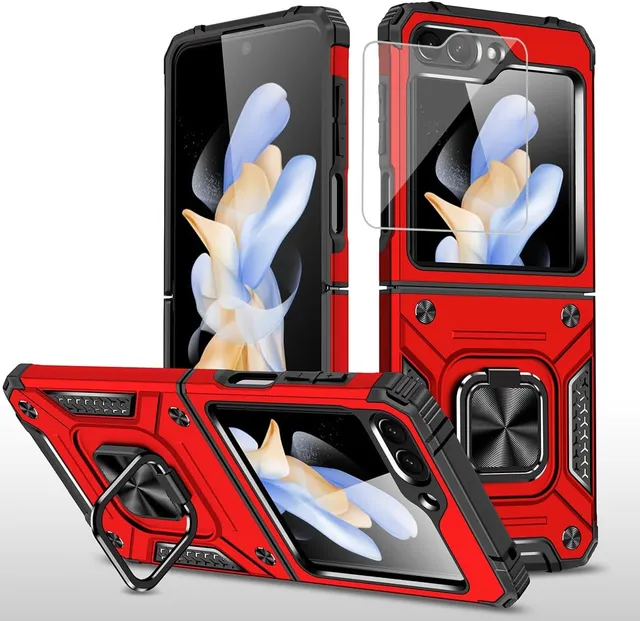 Redpepper Galaxy Cases Z Flip 6 Cover anello stand 360 blu vetro