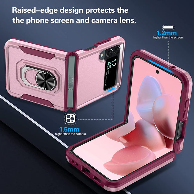 Redpepper Z Flip 4 Cover Rosa Antiurto con Anello Stand