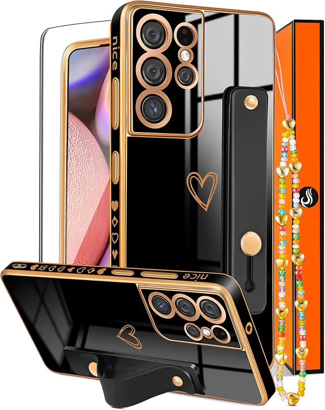 Redpepper Galaxy S21 Ultra cover cuore nera con laccio