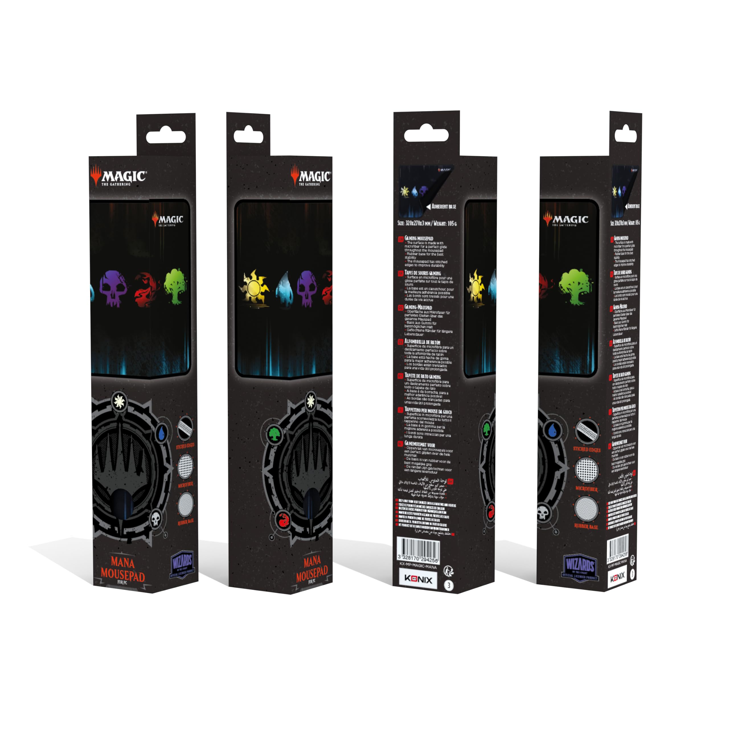 Konix Magic Gathering tappetino mouse gaming 32x27 silicone 5 colori