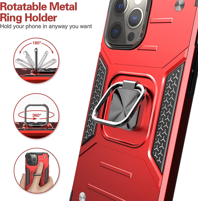 Redpepper iPhone 14 Pro Cover Slim Anello Stand + Vetro Temperato