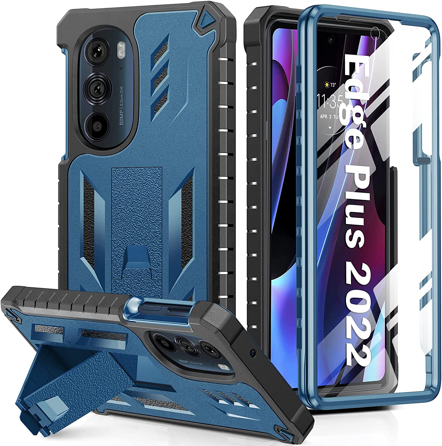 Redpepper Motorola Edge Plus 2022 cover blu con stand