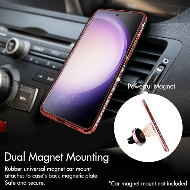 Redpepper Galaxy S23 Plus Cover Glitter Oro Rosa anello