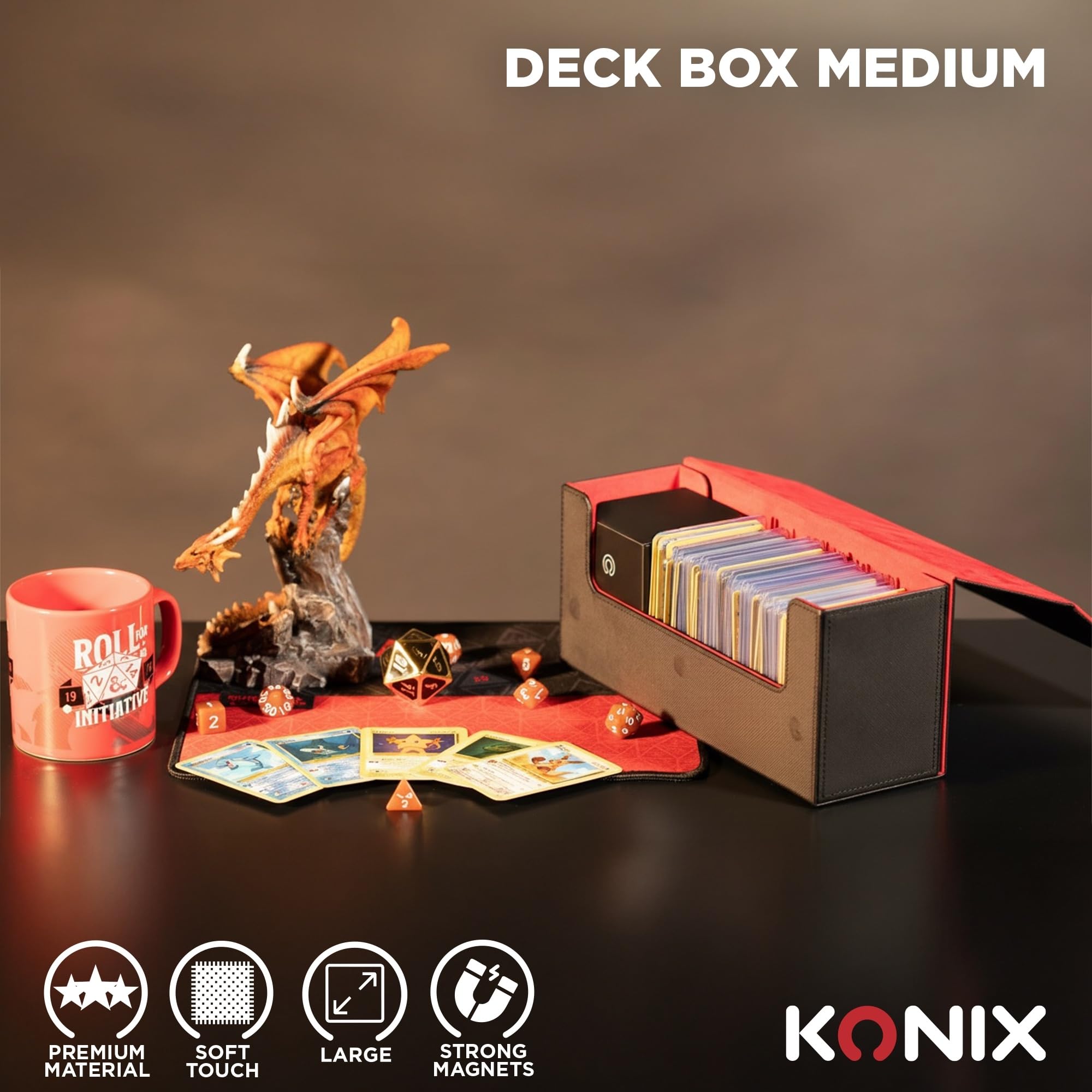 Konix Scatola Medium 3 Deckbox Carte 63x88 Nero