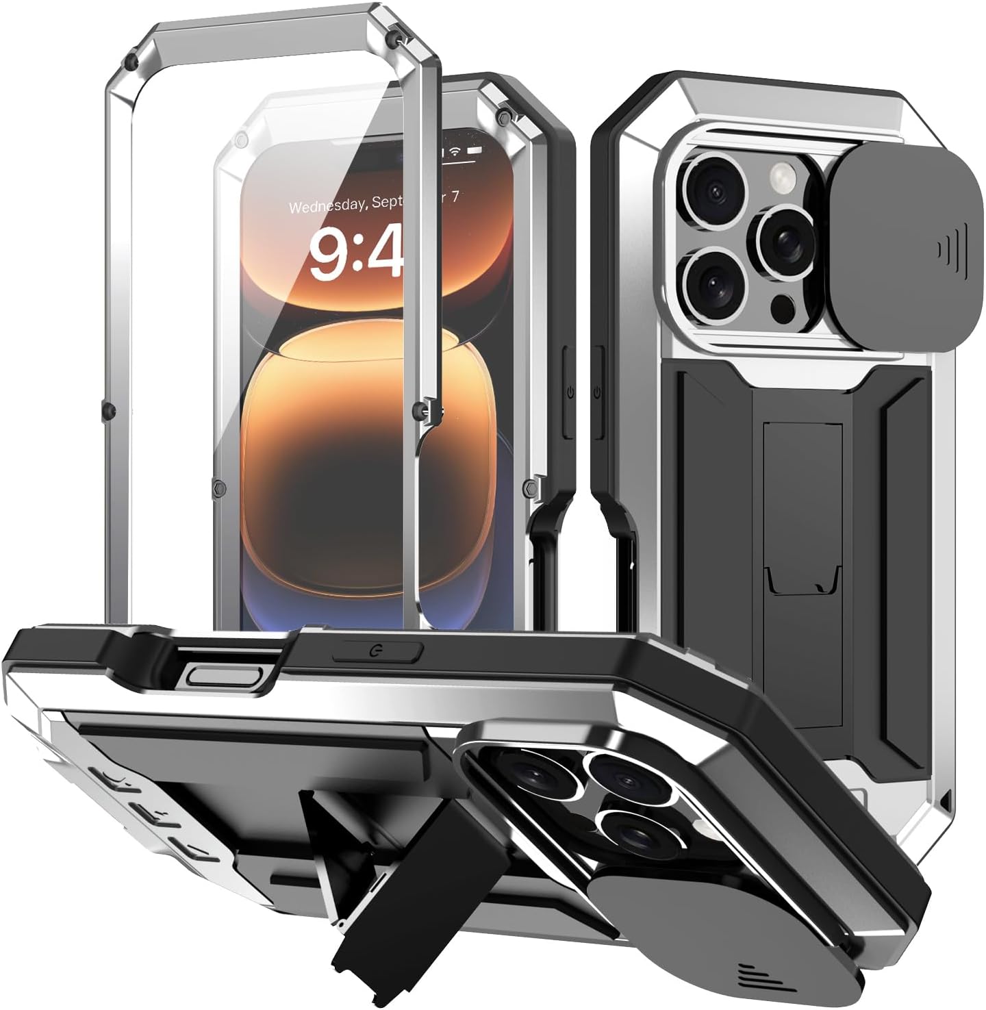 Redpepper iPhone 16 Cover Corazzata Metallo Gialla Kickstand