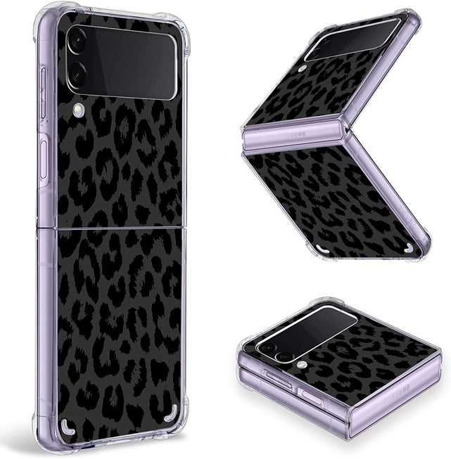 Redpepper Galaxy Z Flip 4 Cover Leopardo Nera Trasparente