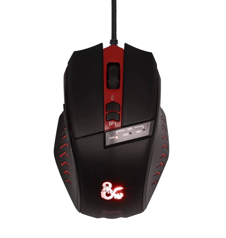 Konix Dungeons & Dragons Mouse Gaming USB Nero Rosso Cavo 1,8m