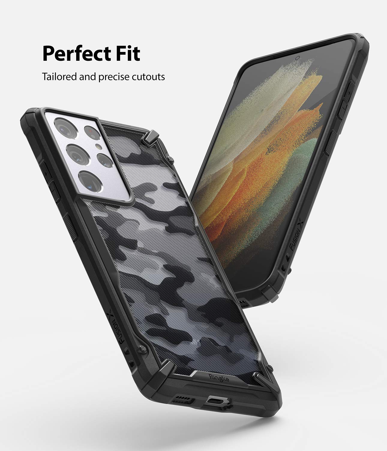 Ringke Fusion-X Galaxy S21 Ultra Cover Camo Black Mimetica