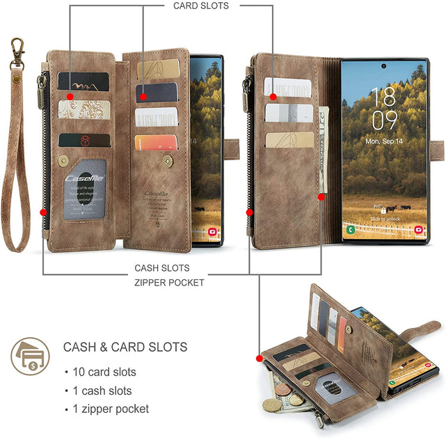 Redpepper Galaxy Cases cover S22 Ultra portafoglio pelle 10 carte zip