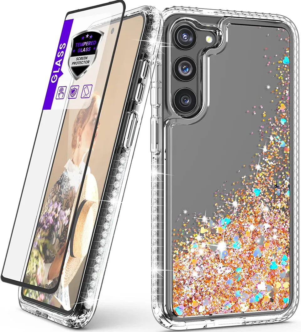 Redpepper Galaxy S23 Plus cover liquida glitter con vetro temperato