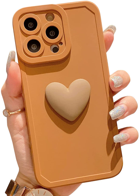 Redpepper iPhone 13 Pro Max cover silicone cuore 3D rosa