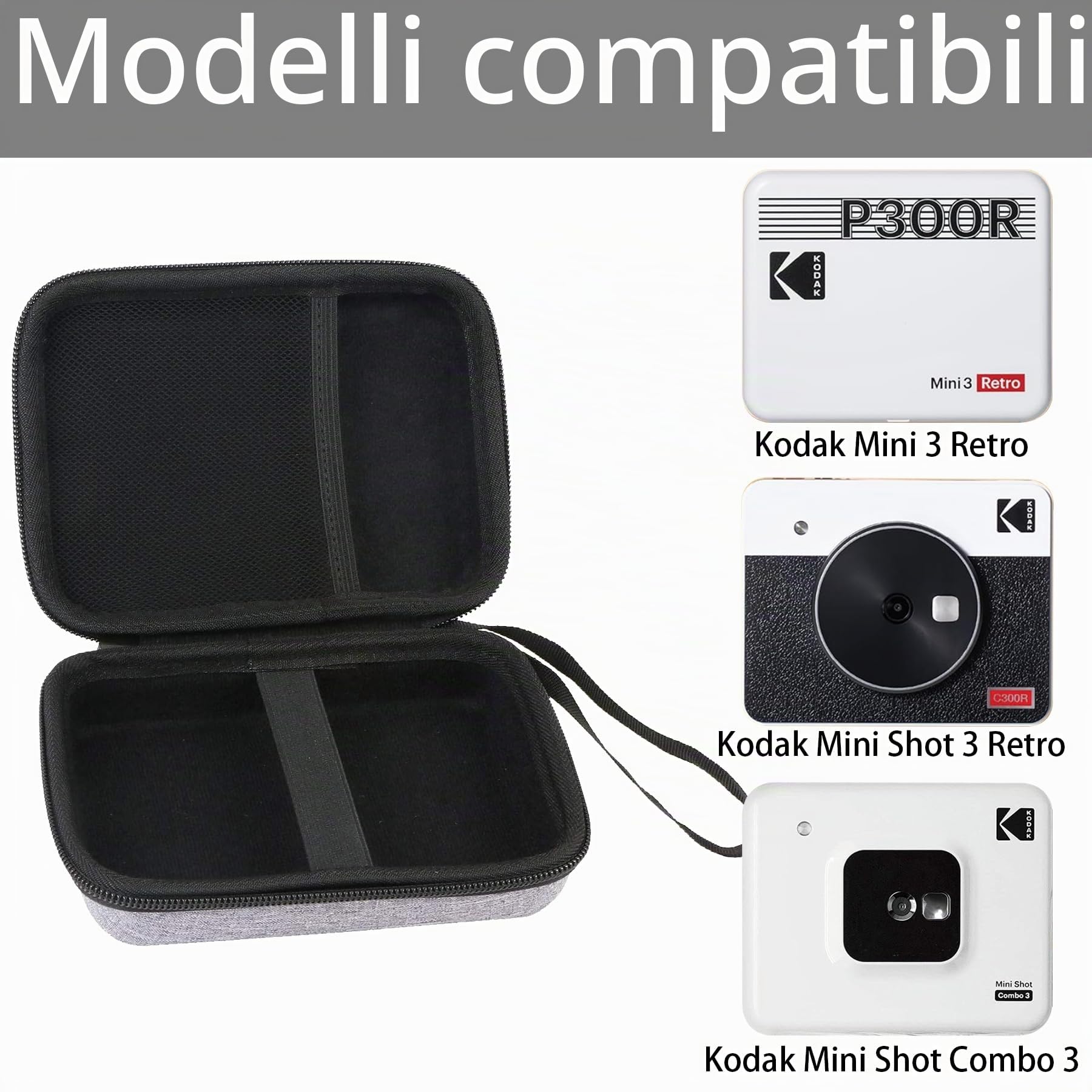 Aenllosi Camera Case Custodia Grigia per Kodak Mini 3 Retro