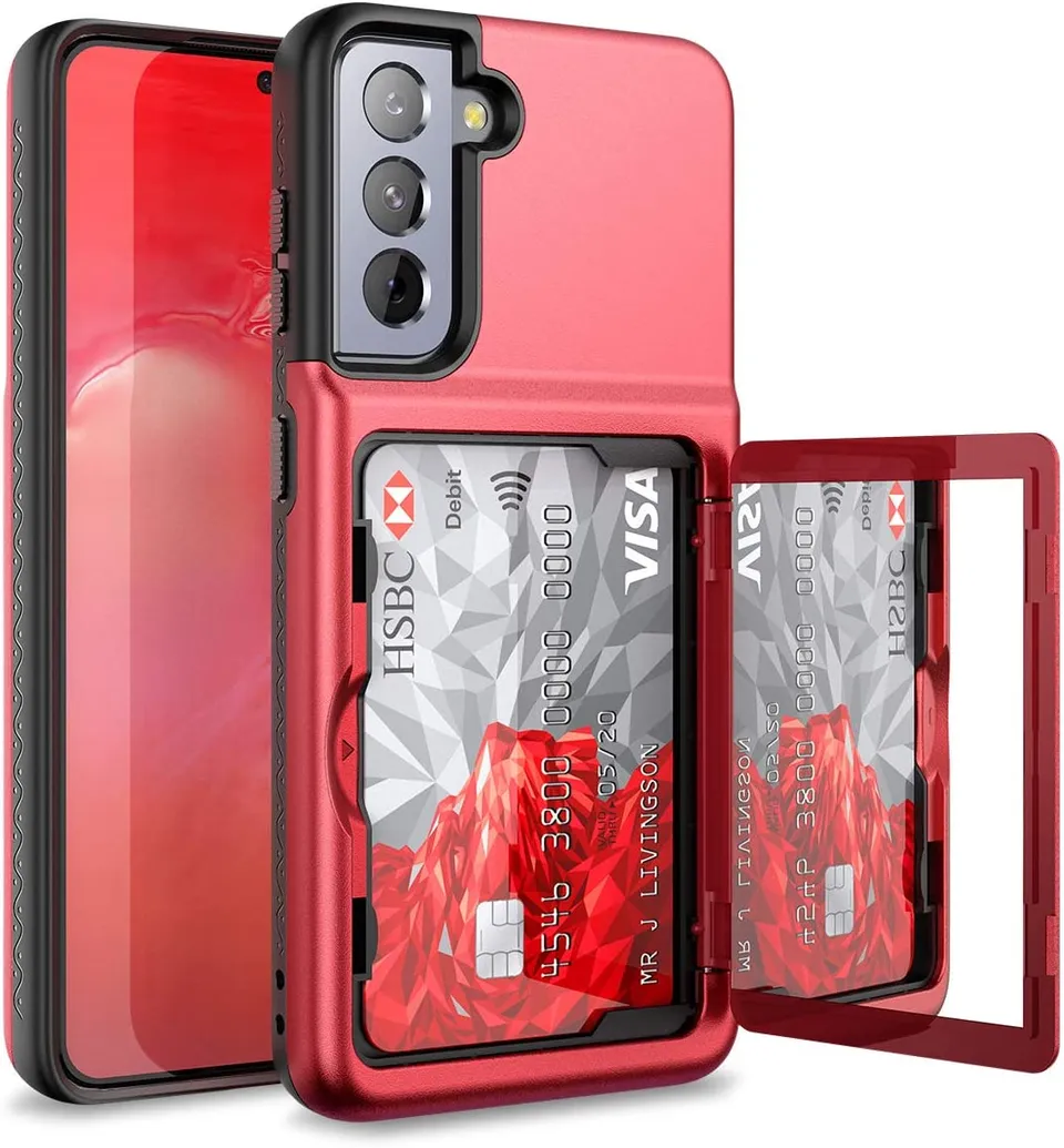 Redpepper Galaxy S21 Cover Wallet Viola Porta Carte Specchio