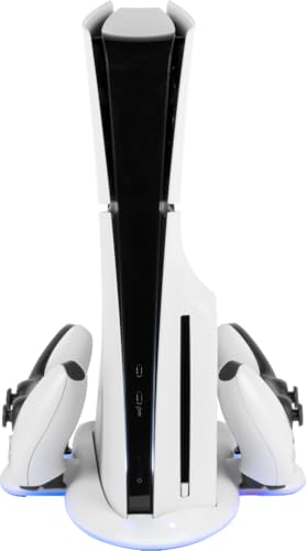 Konix Power Station Dock PS5 Slim RGB Bianco 2 Controller
