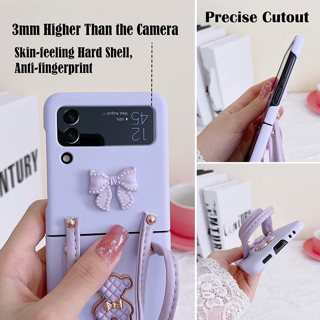 Redpepper Galaxy Cases Z Flip 4 cover viola orso con tracolla