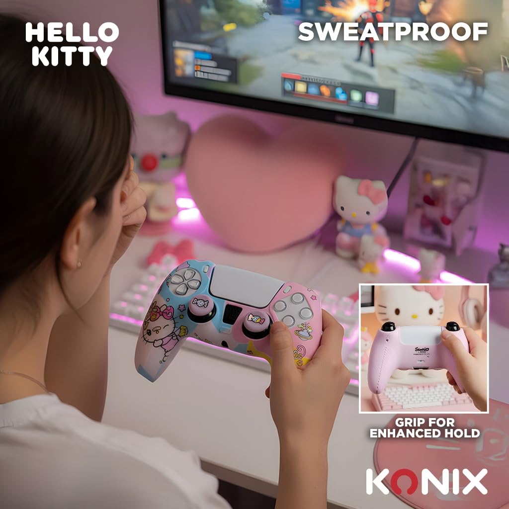 Konix Controllers cover DualSense PS5 Hello Kitty blu rosa