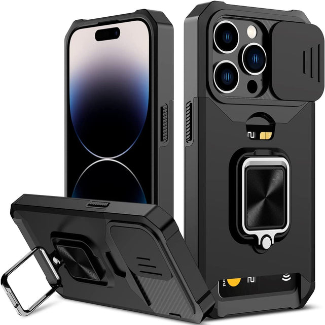 Redpepper iPhone 14 Pro Cover Magnetica con Anello Nera