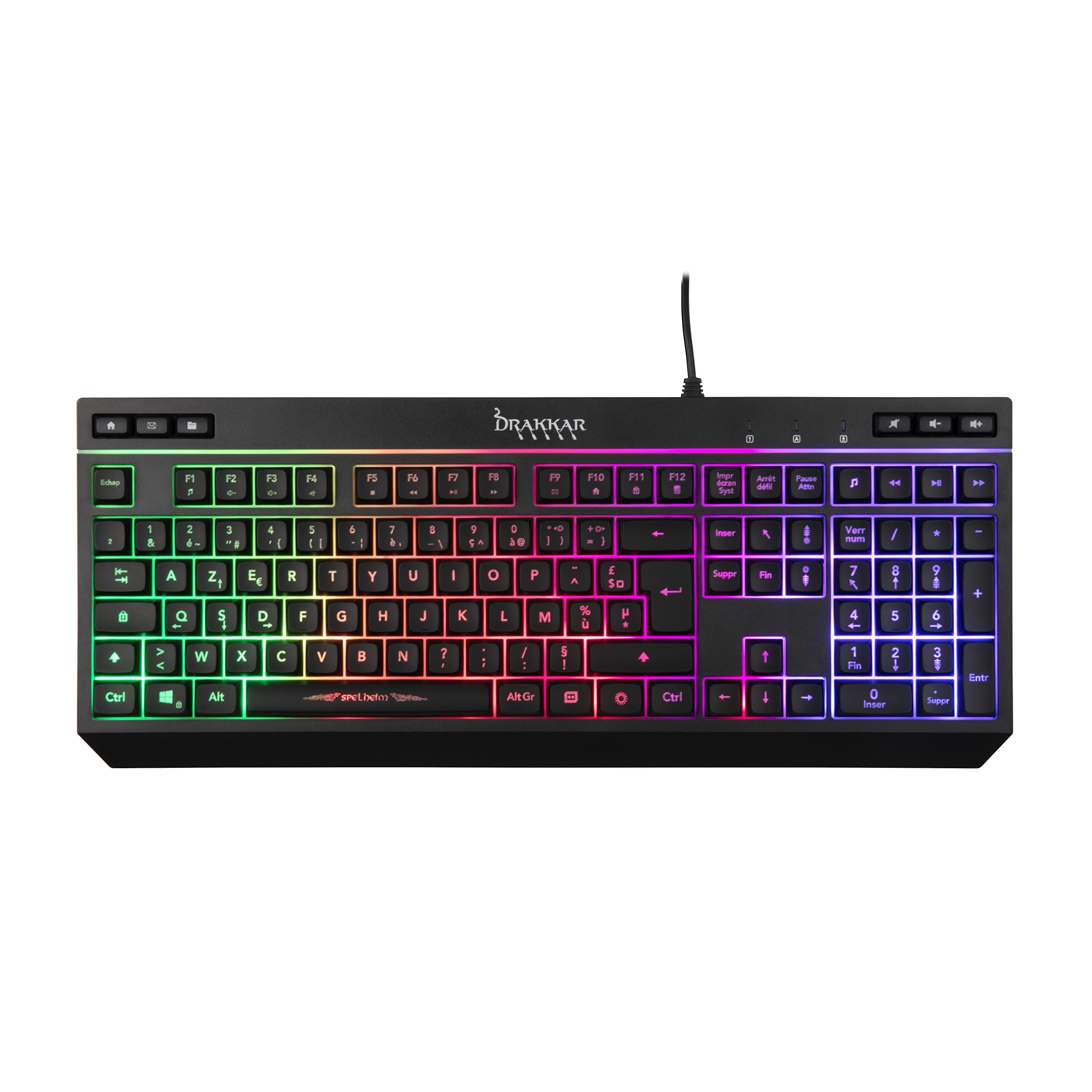 Konix Drakkar Spelheim Tastiera Gaming Membrana AZERTY cavo RGB