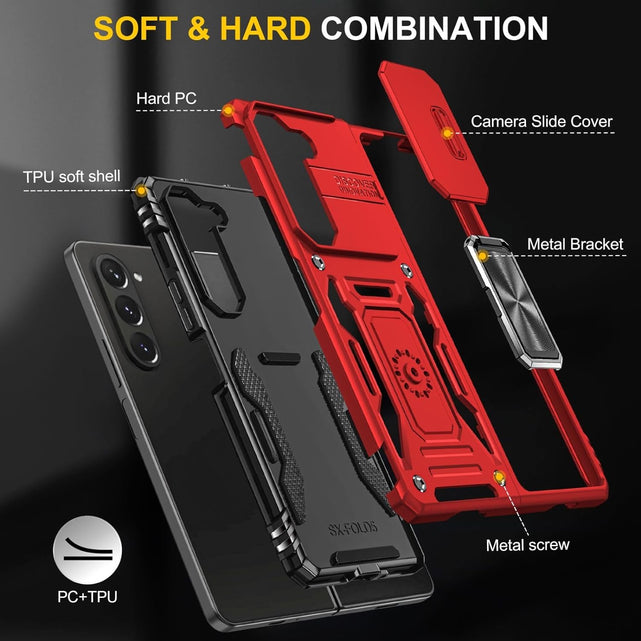 Redpepper Galaxy Cases Z Fold 5 cover rossa con anello