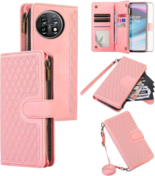 Redpepper OnePlus 11 5G cover portafoglio oro rosa con tracolla