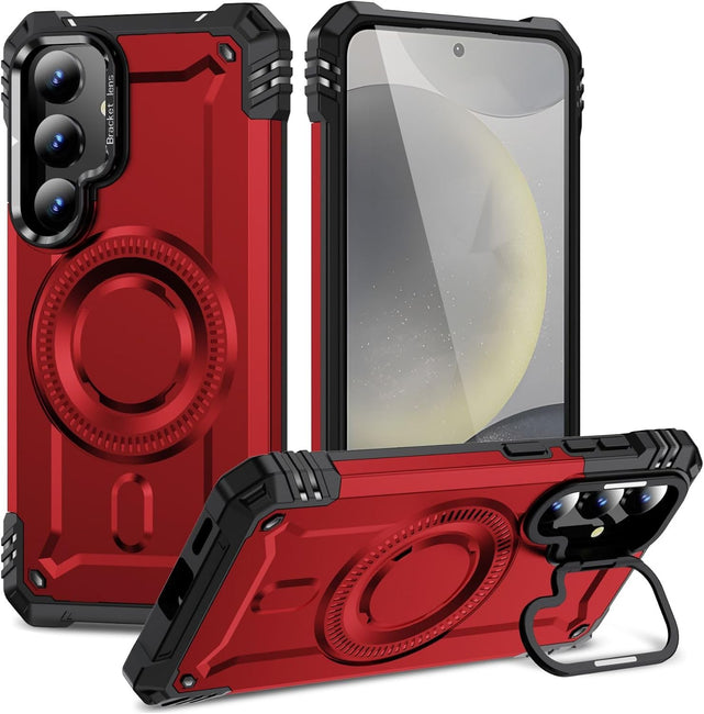 Redpepper Galaxy S25/S24 Custodia Magnetica con Stand Rossa
