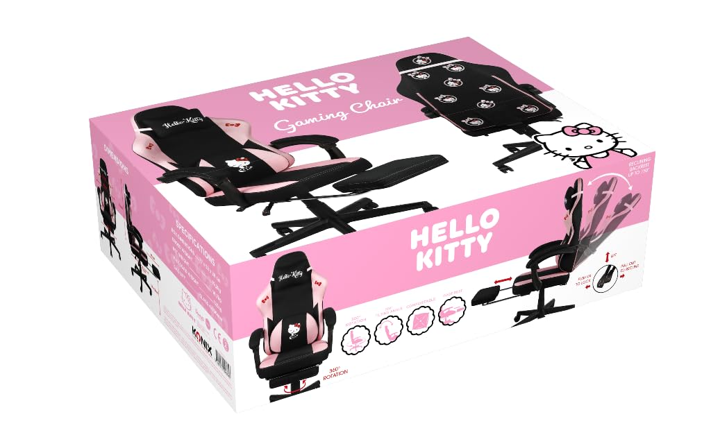 Konix Hello Kitty Sedia Gaming Ufficio 150° Nero Rosa
