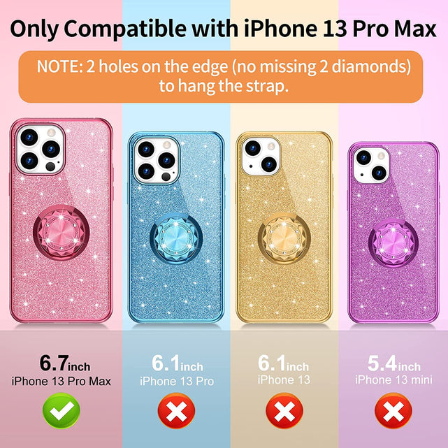Redpepper iPhone 13 Pro Max cover glitter strass con anello