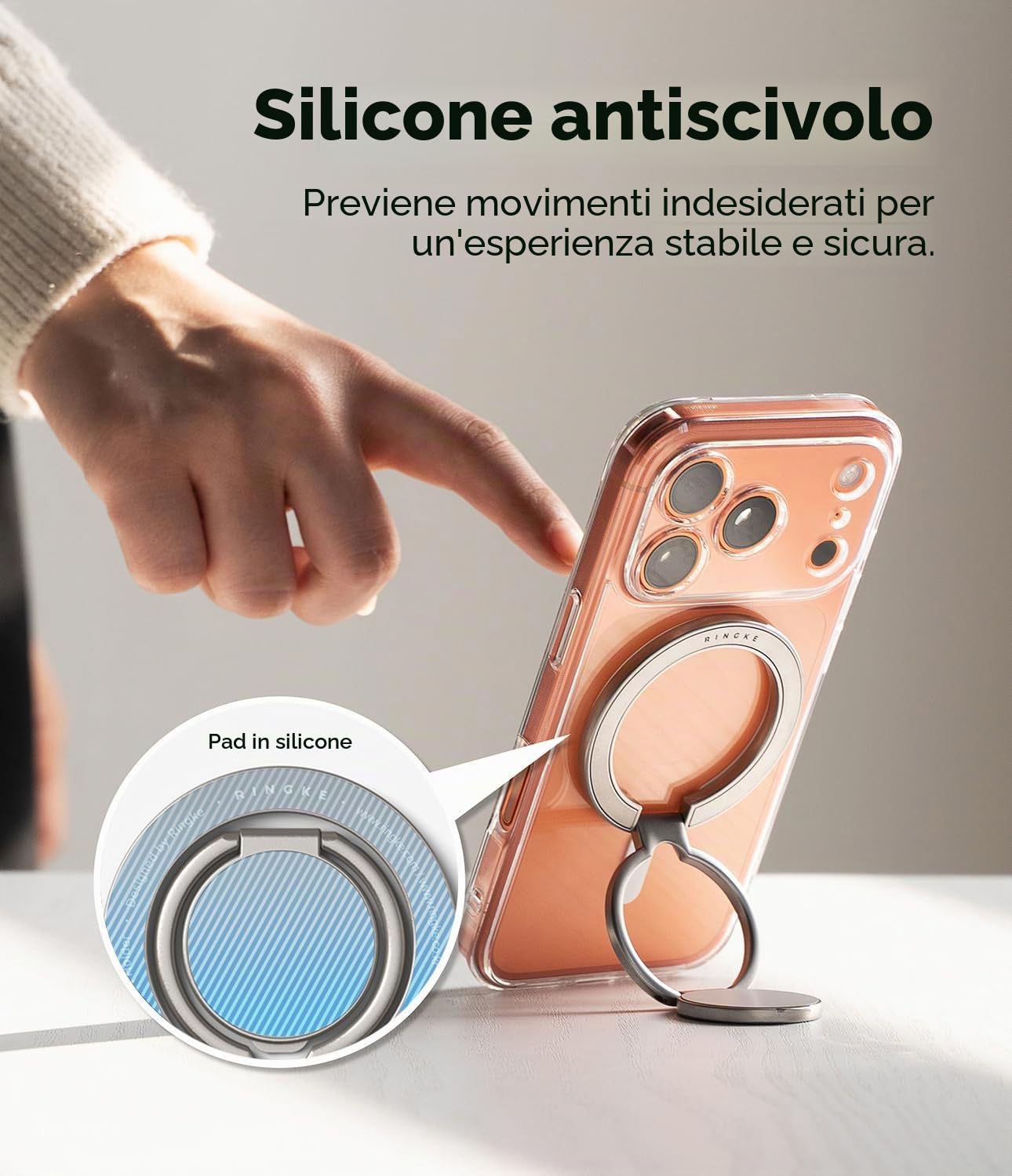 Ringke Ring Holder Magnetico Satin Silver Stand Zinco