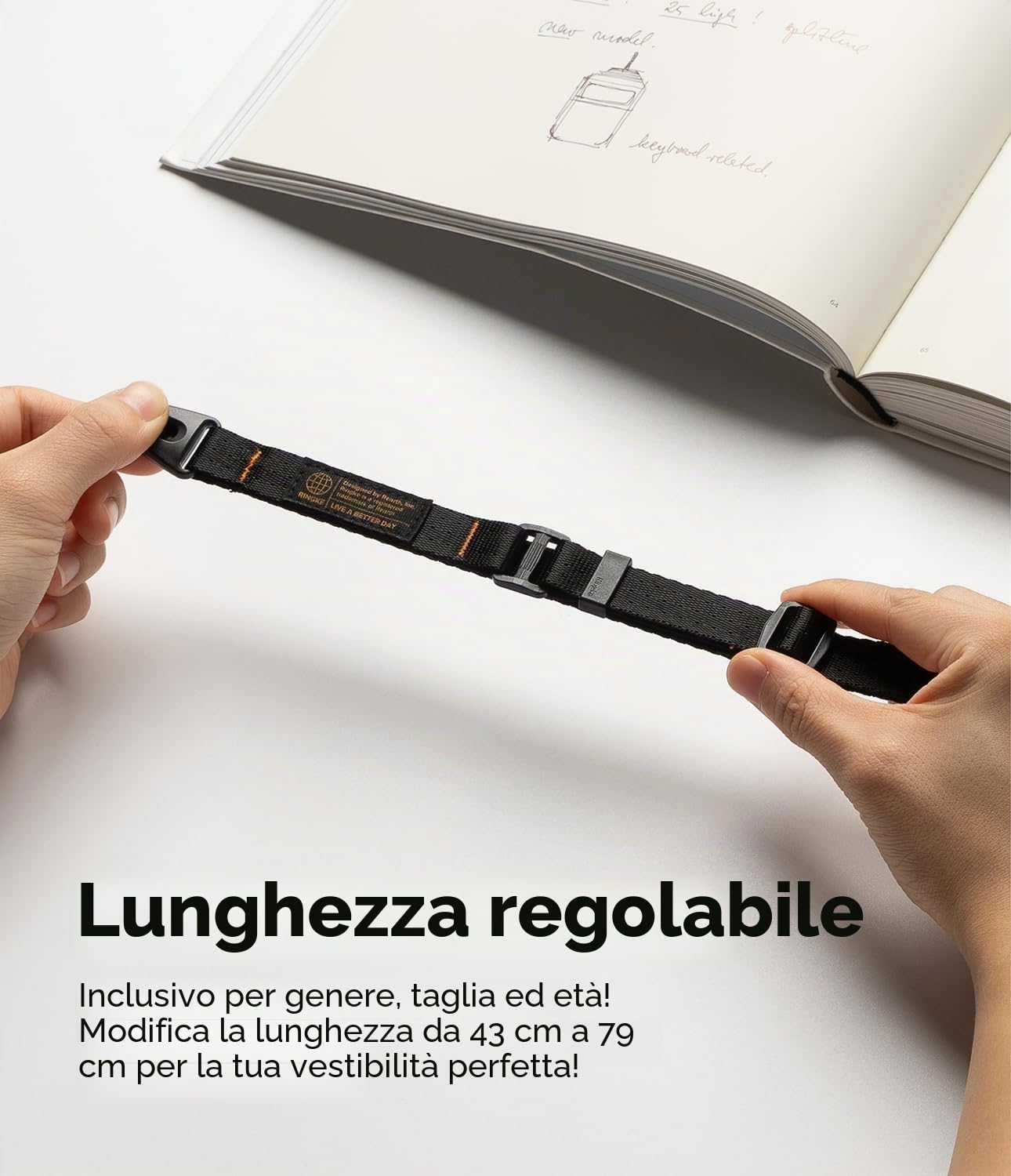 Ringke Strap Laccetto Tracolla Nero per Custodia Telefono