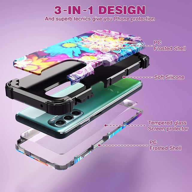 Redpepper Moto G Stylus 5G 2022 cover fiori + vetro temperato