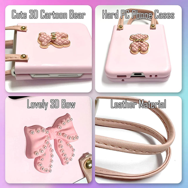 Redpepper Galaxy Cases Z Flip 4 cover viola orso con tracolla