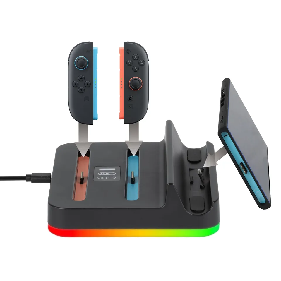 Konix Stazione Ricarica Dock Switch 2 Portal RGB Nero 3 Ore
