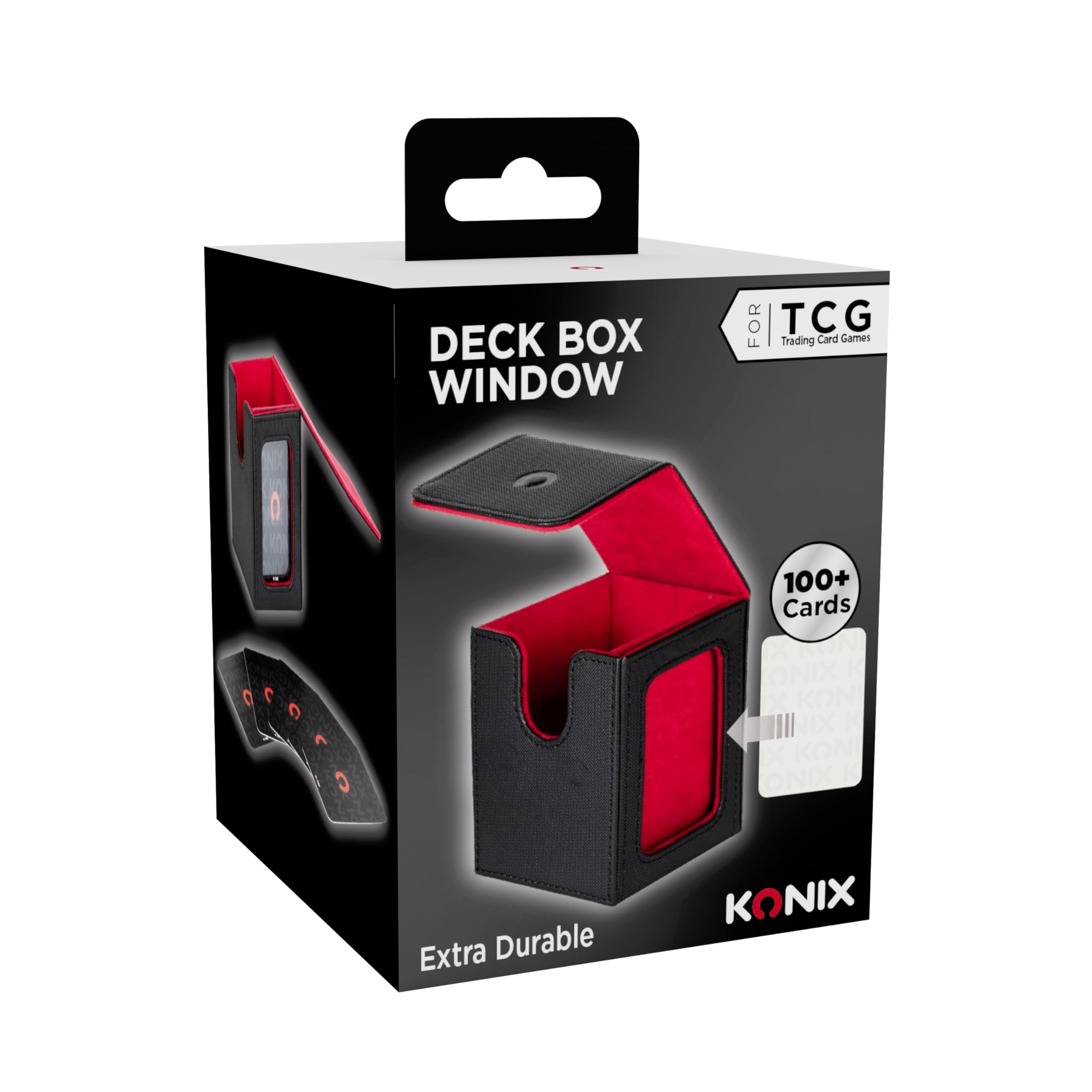 Konix Window Deckbox portacarte 63x88 nero rosso magnetico