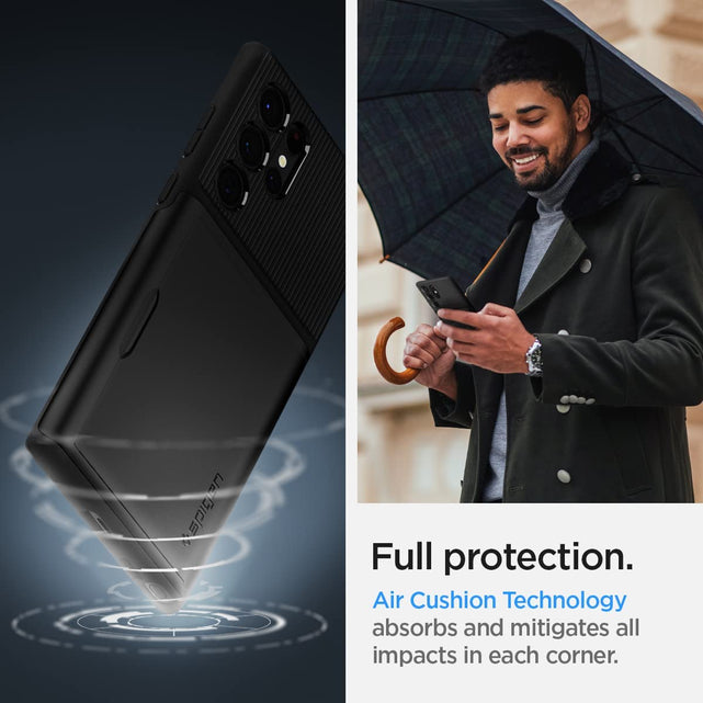 Redpepper Galaxy S22 Ultra Cover Slider Portacarte Antishock Nera