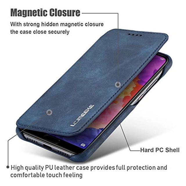 Redpepper Galaxy A70 Custodia Pelle Blu Wallet con Stand