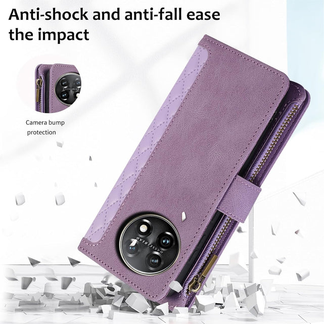 Redpepper OnePlus 11 5G custodia portafoglio viola floreale + vetro