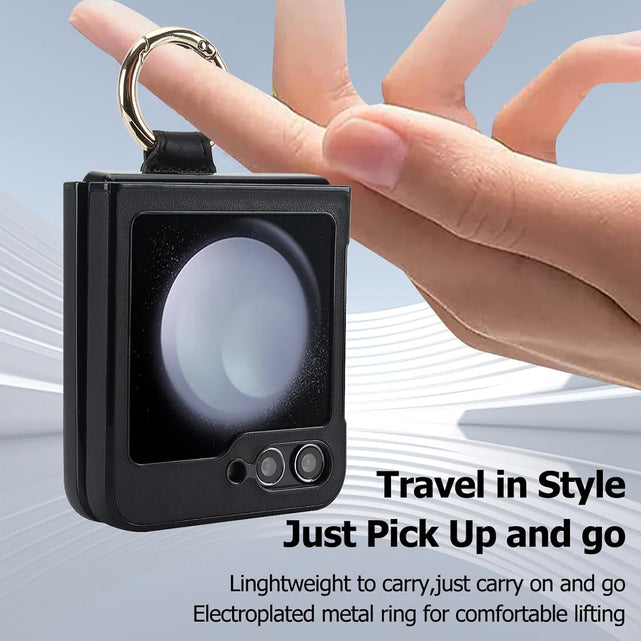 Redpepper Galaxy Z Flip 5 Custodia Pelle Nera con Anello
