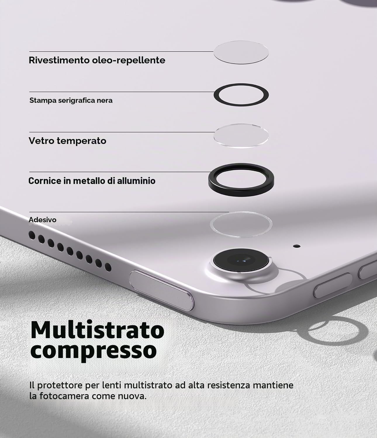Ringke Camera Lens Frame Glass 2pz iPad Air 11/13 Nero
