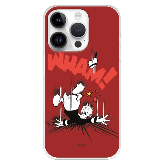 Disney Paperino sfondo rosso cover iPhone 15 Pro silicone