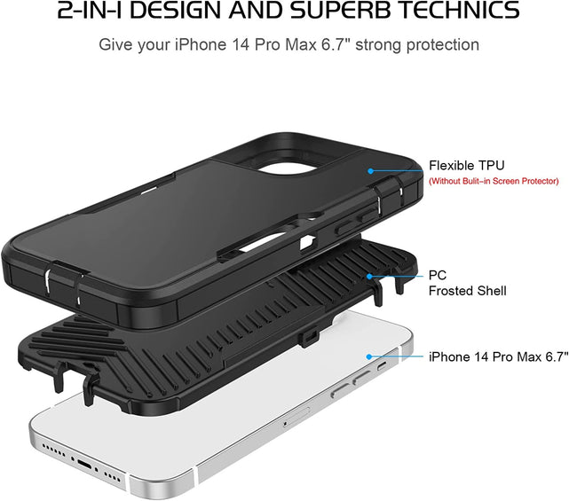 Redpepper iPhone 14 Pro Max Cover 6.7" antiurto 2 in 1