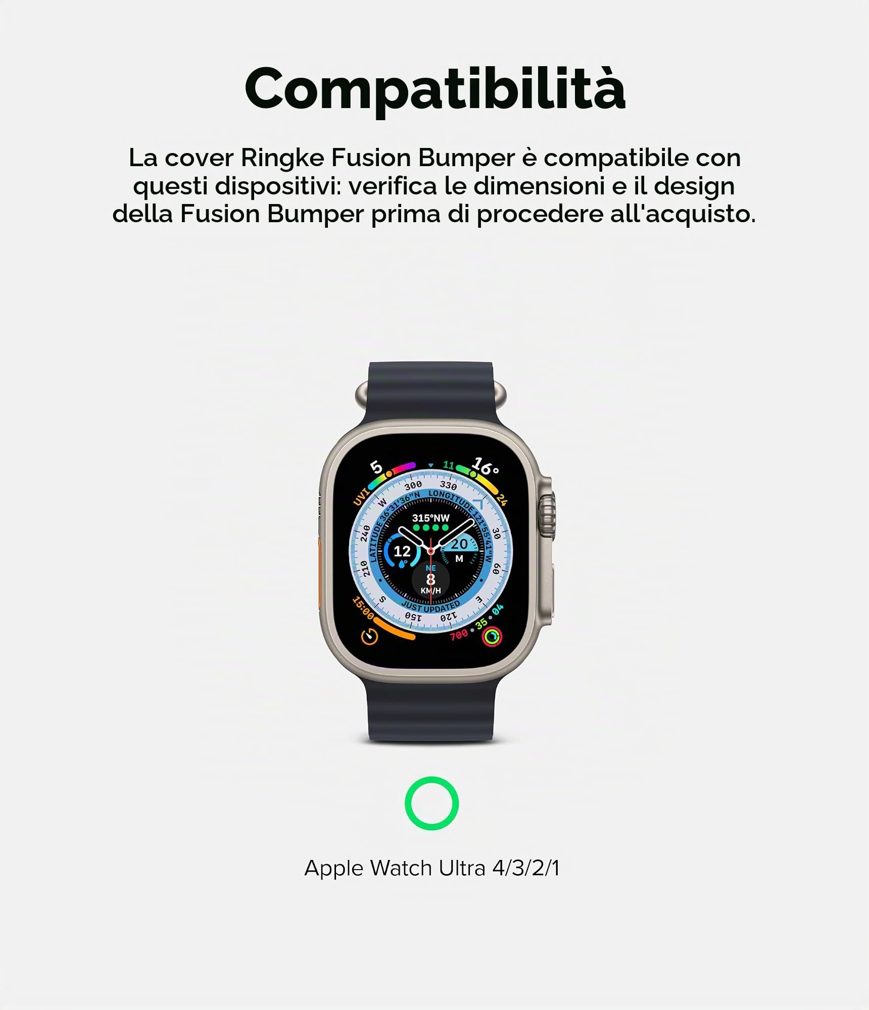 Ringke Fusion Bumper cover Apple Watch Ultra verde neon 49mm