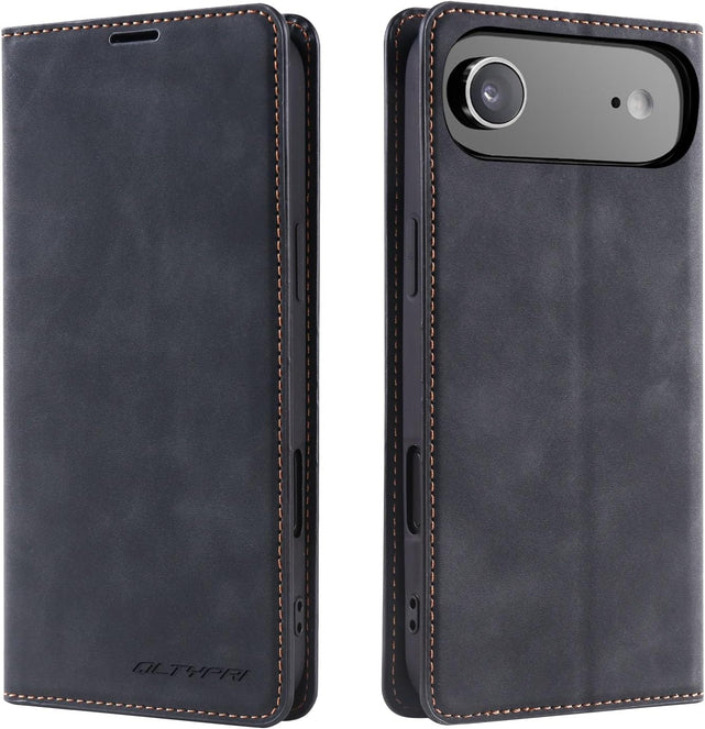 Redpepper iPhone 17 Cover Pelle Porta Carte Stand Nero Antiurto